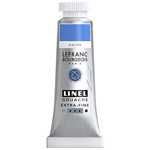 Lefranc & Bourgeois 301187 Linel Gouache extrafeine und geschmeidige Wasserfarben mit maximaler Farbintensität, Leuchtkraft für streifenfreien Auftrag, 14ml Tube - Königsblau von Lefranc Bourgeois