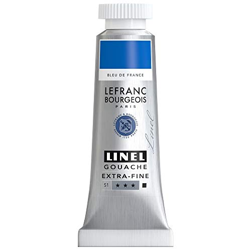 Lefranc & Bourgeois 301193 Linel Gouache extrafeine und geschmeidige Wasserfarben mit maximaler Farbintensität, Leuchtkraft für streifenfreien Auftrag, 14ml Tube - Französischblau von Lefranc & Bourgeois