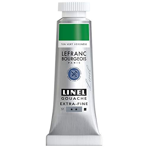 Lefranc & Bourgeois 301200 Linel Gouache extrafeine und geschmeidige Wasserfarben mit maximaler Farbintensität, Leuchtkraft für streifenfreien Auftrag, 14ml Tube - Veronesergrün Farbton von Lefranc Bourgeois