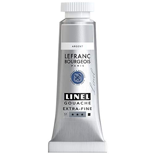 Lefranc & Bourgeois 301232 Linel Gouache extrafeine und geschmeidige Wasserfarben mit maximaler Farbintensität, Leuchtkraft für streifenfreien Auftrag, 14ml Tube - Silber von Lefranc Bourgeois