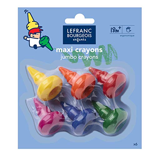 Lefranc & Bourgeois 807045 Wachsmalbirnen im Set, Kindermalstifte mit ergonomischer Form, mehrfarbig - 6 Farben von Lefranc Bourgeois