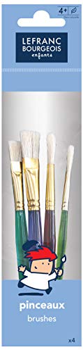 Lefranc & Bourgeois 807262 Schulpinsel Set für Jungen - 4 Pinsel für Wasserfarben, Ölfarben und Acrylfarben, 19,7 x 5 x 0,5 cm von Lefranc Bourgeois