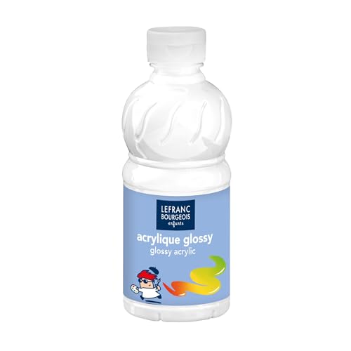 Lefranc Bourgeois 807540 Glossy Kinder - Acrylfarbe, gebrauchsfertige flüssige Acrylfarbe, glänzend und wasserfest, Ideal auf Papier, Karton, Holz, Gips, Metall, Plastik, 250ml Flasche - Weiß von Lefranc Bourgeois