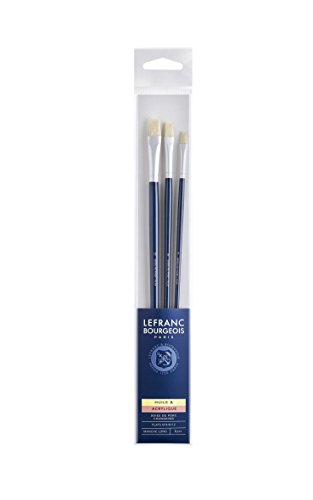 Lefranc & Bourgeois 810101 Schweineborstenpinsel in feiner Qualität für Ölfarbe oder Acrylfarbe - 3 Pinsel Set, Flachpinsel Nr. 4, Nr. 8 Nr.12 von Lefranc Bourgeois