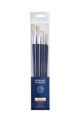 Lefranc & Bourgeois 810104 Schweineborstenpinsel in feiner Qualität für Ölfarbe oder Acrylfarbe - 6 Pinsel Set von Lefranc & Bourgeois