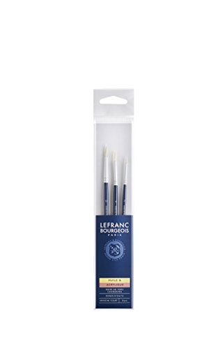 Lefranc & Bourgeois 810105 Schweineborstenpinsel in feiner Qualität für Ölfarbe oder Acrylfarbe - 3 Pinsel Set von Lefranc Bourgeois