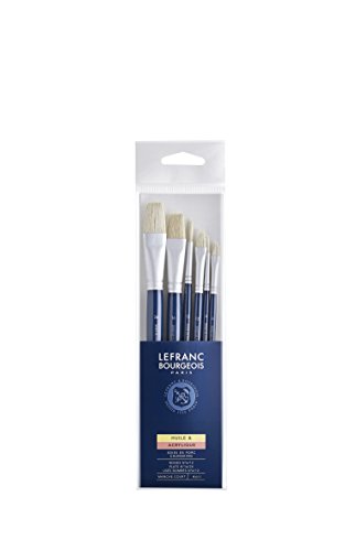Lefranc & Bourgeois 810107 Schweineborstenpinsel in feiner Qualität für Ölfarbe oder Acrylfarbe - 6 Pinsel Set von Lefranc Bourgeois
