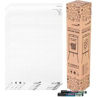 AKTION: Legamaster Flipchart-Papier SKETCH ECO kariert 65,0 x 98,0 cm, 20 Blatt, 5 Blöcke + GRATIS 2x edding 31 EcoLine Flipchartmarker von Legamaster