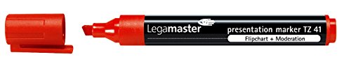 Legamaster 7-155002 Presentation Marker TZ41, kein Durchdrücken auf Flipchartpapier, Keilspitze, Strichbreite 2-5 mm, rot von Legamaster