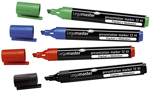 Legamaster 7-155094 Presentation Marker TZ41, Keilspitze, Strichbreite 2-5 mm, 4er Set, 4-farbig sortiert von Legamaster