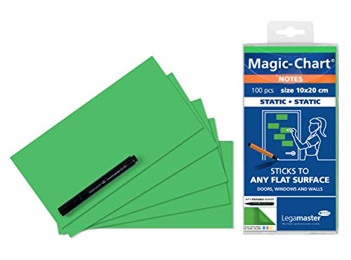 Legamaster 7-159404 Magic-Chart Notes, elektrostatische Haftnotizen, 10 x 20 cm, 100 Blatt, grün von Legamaster
