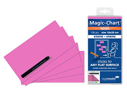 Legamaster 7-159409 Magic-Chart Notes, elektrostatische Haftnotizen, 10 x 20 cm, 100 Blatt, pink von Legamaster