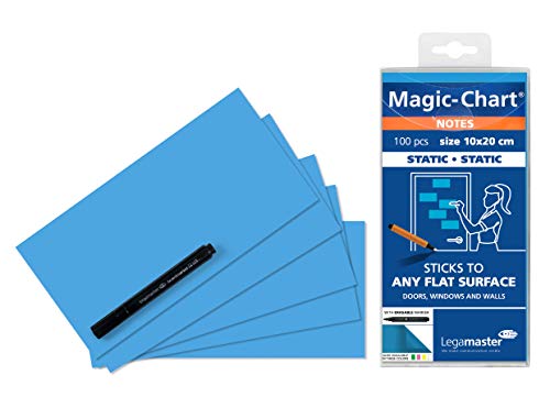 Legamaster 7-159410 Magic-Chart Notes, elektrostatische Haftnotizen, 10 x 20 cm, 100 Blatt, blau von Legamaster