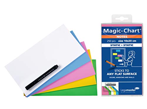 Legamaster Magic-Chart Notes - statisch selbsthaftend - weiß - 10x20cm - abwischbar und wiederbeschreibbar - inkl. 1 Boardmarker - 250 Folien von Legamaster
