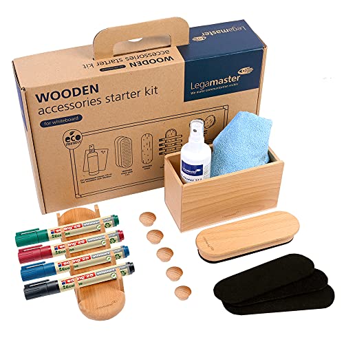 Whiteboard Accessoire Starter Kit Legamaster WOODEN 17-teilig – Nachhaltiges Buchenholz, FSC®-zertifiziert, EcoLine Marker von Legamaster