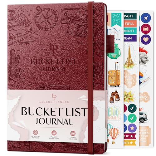 Legend Bucket List Journal - Das ultimative Notizbuch zum Planen von Abenteuern, Reisen, Zielen & Erlebnissen - Bucketlist-Buch für Paare (Weinrot) von Legend Planner