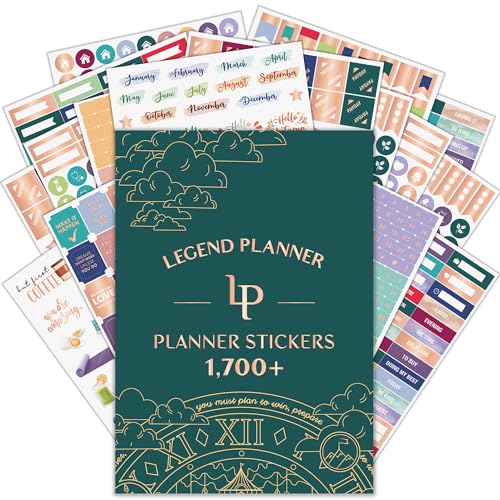 Legend Value Sticker Pack - 1.700+ Kleine Aufkleber für Planer, Journal & Kalender - Ästhetisch, Inspirierend, Saisonal, Datum, Monate, Feiertage, To-Dos & Budget Aufkleber - Planer Zubehör Legend Value Sticker Pack - 1.700+ Kleine Aufkleber für Planer, Journal & Kalender - Ästhetisch, Inspirierend, Saisonal, Datum, Monate, Feiertage, To-Dos & Budget Aufkleber - Planer Zubehör von Legend Planner