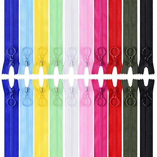Generic 20 zips, multicoloured resin zip with metal pull ring, closed zip for sewing, childrens clothing, pillow, tent, backpack, sleeping bag, 25 cm, colour classification von Generic