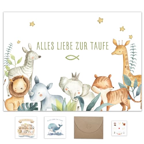 Taufandenken Karte Taufe mit Umschlag aus Kraftpapier,Taufgeschenke für Jungen Mädchen Patenkind Geburt Taufkarten, Glückwunschkarten zur Personalisiert Geschenk Klappkarte Waldtieren Taufandenken Karte Taufe mit Umschlag aus Kraftpapier,Taufgeschenke für Jungen Mädchen Patenkind Geburt Taufkarten, Glückwunschkarten zur Personalisiert Geschenk Klappkarte Waldtieren von Legezon