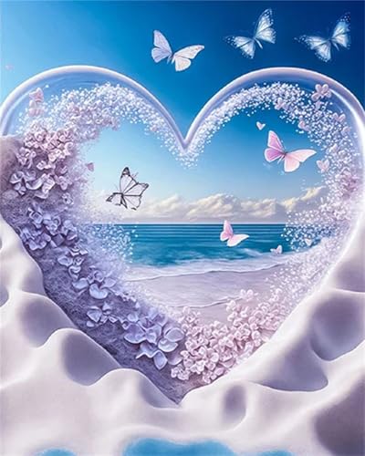 Lehaha Diamond Painting Erwachsene Kinder,Stitch Diamant Painting Set Bilder für Anime Katze,Deko Crystal Art Geschenke,Küstenlandschaft(30x40cm) von Lehaha