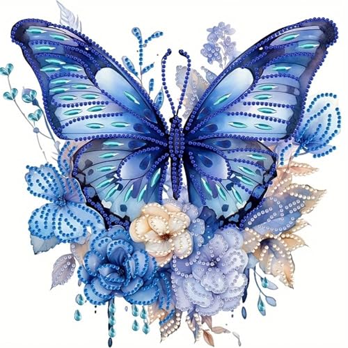 Lehaha Diamond Painting Erwachsene Kinder,Stitch Diamant Painting Set Bilder für Anime Katze,Deko Crystal Art Geschenke,lila Schmetterling(30x30cm) von Lehaha