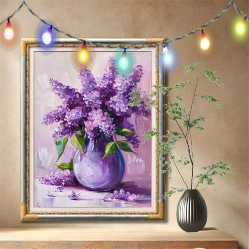 5D Diamond Painting Kinder, Diamant Painting Bilder für Erwachsene Große (100x133cm), DIY Lavendel,Blume Full Drill Crystal Art Mosaikherstellung Basteln Kits für Geschenk, Home Wand Décor 59N-1339 von LeiDong