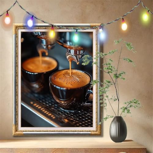 5D Diamond Painting Kinder, Diamant Painting Bilder für Erwachsene Große (40x50cm), DIY Landschaft,Kaffee Full Drill Crystal Art Mosaikherstellung Basteln Kits für Geschenk, Home Wand Décor 57F-853 von LeiDong