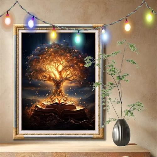 5D Diamond Painting Kinder, Diamant Painting Bilder für Erwachsene Große (50x70cm), DIY Buch,Lebensbaum Full Drill Crystal Art Mosaikherstellung Basteln Kits für Geschenk, Home Wand Décor 57F-3134 von LeiDong