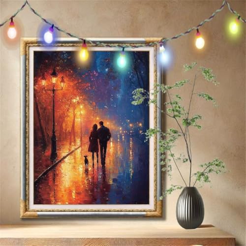 5D Diamond Painting Kinder, Diamant Painting Bilder für Erwachsene Große (50x70cm), DIY Paar,Landschaft Full Drill Crystal Art Mosaikherstellung Basteln Kits für Geschenk, Home Wand Décor 57F-2814 von LeiDong