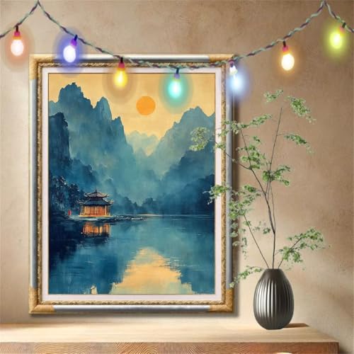 5D Diamond Painting Kinder, Diamant Painting Bilder für Erwachsene Große (60x80cm), DIY Landschaft,Berg Full Drill Crystal Art Mosaikherstellung Basteln Kits für Geschenk, Home Wand Décor 57F-5975 von LeiDong