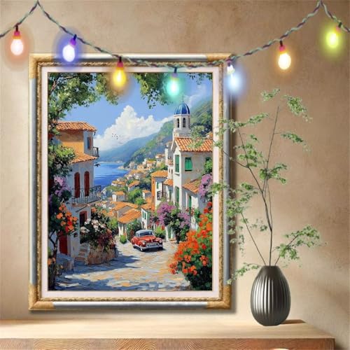5D Diamond Painting Kinder, Diamant Painting Bilder für Erwachsene Große (80x107cm), DIY Auto,Landschaft Full Drill Crystal Art Mosaikherstellung Basteln Kits für Geschenk, Home Wand Décor 57F-2777 von LeiDong