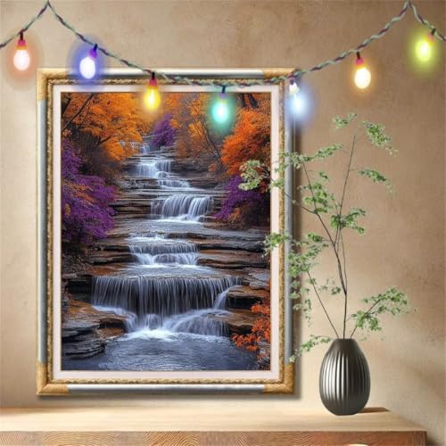 5D Diamond Painting Kinder, Diamant Painting Bilder für Erwachsene Große (80x107cm), DIY Wasserfall,Wald Full Drill Crystal Art Mosaikherstellung Basteln Kits für Geschenk, Home Wand Décor 57F-2697 von LeiDong