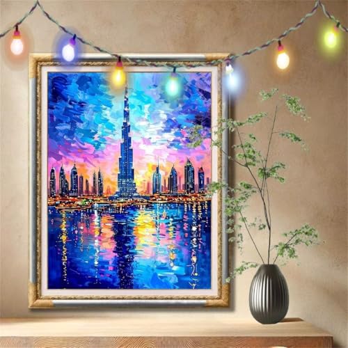 5D Diamond Painting Kinder, Diamant Painting Bilder für Erwachsene Große 40x50cm, DIY Landschaft,Burj Khalifa Full Drill Crystal Art Mosaikherstellung Basteln Kits für Geschenk, Home Décor 57F-7013 5D Diamond Painting Kinder, Diamant Painting Bilder für Erwachsene Große 40x50cm, DIY Landschaft,Burj Khalifa Full Drill Crystal Art Mosaikherstellung Basteln Kits für Geschenk, Home Décor 57F-7013 von LeiDong