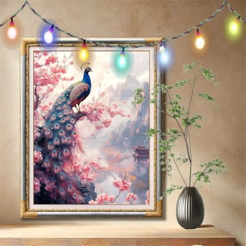 5D Diamond Painting Kinder, Diamant Painting Bilder für Erwachsene Große 80x107cm, DIY Kirschblüte,Pfau Full Drill Crystal Art Mosaikherstellung Basteln Kits für Geschenk, Home Wand Décor 57F-4617 5D Diamond Painting Kinder, Diamant Painting Bilder für Erwachsene Große 80x107cm, DIY Kirschblüte,Pfau Full Drill Crystal Art Mosaikherstellung Basteln Kits für Geschenk, Home Wand Décor 57F-4617 von LeiDong