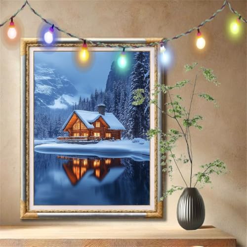 5D Diamond Painting Kinder,Diamant Painting Bilder für Erwachsene Große (100x133cm),DIY Hütte,Schnee Berg Full Drill Crystal Art Mosaikherstellung Basteln Kits für Geschenk,Home Wand Décor 57F-2499 von LeiDong