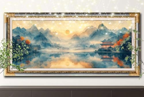5D Diamond Painting Kinder,Diamant Painting Bilder für Erwachsene Große (100x200cm),DIY Berg und Wasser,Landschaft Full Drill Crystal Art Mosaikherstellung Basteln Kits für Home Wand Décor 55F-12329 von LeiDong