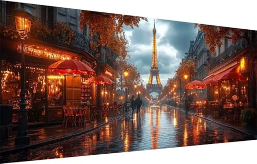 5D Diamond Painting Kinder,Diamant Painting Bilder für Erwachsene Große (100x200cm),DIY Café,Eiffelturm Full Drill Crystal Art Mosaikherstellung Basteln Kits,Geeignet Als Home Wand Décor 55F-3329 von LeiDong
