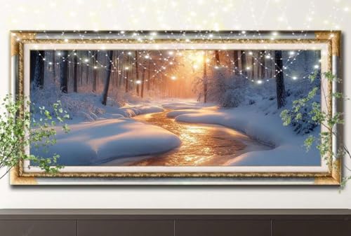 5D Diamond Painting Kinder,Diamant Painting Bilder für Erwachsene Große (100x200cm),DIY Fluss,Schneelandschaft Full Drill Crystal Art Mosaikherstellung Basteln Kits,Geeignet Als Home Décor 55F-13589 von LeiDong