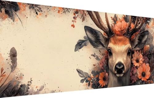 5D Diamond Painting Kinder,Diamant Painting Bilder für Erwachsene Große (100x200cm),DIY Hirsch,Wildblumen Full Drill Crystal Art Mosaikherstellung Basteln Kits,Geeignet Als Home Wand Décor 55F-3809 von LeiDong