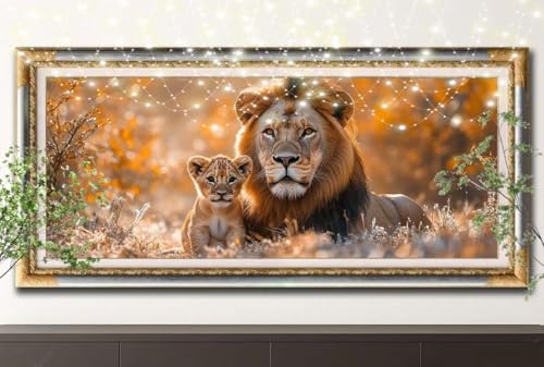 5D Diamond Painting Kinder,Diamant Painting Bilder für Erwachsene Große (100x200cm),DIY Kleiner Löwe,Landschaft Full Drill Crystal Art Mosaikherstellung Basteln Kits,Geeignet Als Home Décor 55F-13829 von LeiDong