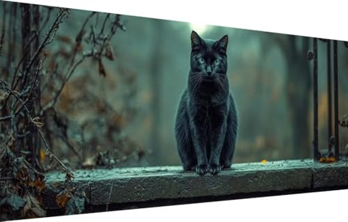 5D Diamond Painting Kinder,Diamant Painting Bilder für Erwachsene Große (100x200cm),DIY Schwarze Katze,Landschaft Full Drill Crystal Art Mosaikherstellung Basteln Kits,Geeignet Als Home Décor 55F-2429 von LeiDong