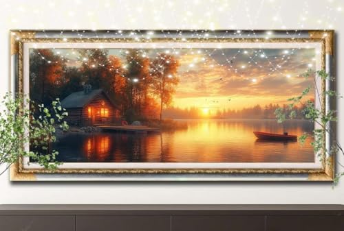 5D Diamond Painting Kinder,Diamant Painting Bilder für Erwachsene Große (100x200cm),DIY Sonnenuntergang,Boot Full Drill Crystal Art Mosaikherstellung Basteln Kits,Geeignet Als Home Décor 55F-13289 von LeiDong