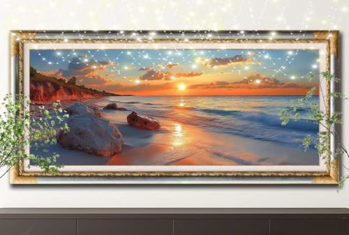 5D Diamond Painting Kinder,Diamant Painting Bilder für Erwachsene Große (100x200cm),DIY Strand,Sonnenuntergang Full Drill Crystal Art Mosaikherstellung Basteln Kits,Geeignet Als Home Décor 55F-12209 von LeiDong