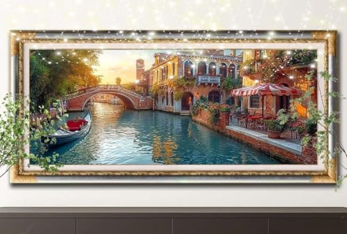 5D Diamond Painting Kinder,Diamant Painting Bilder für Erwachsene Große (100x200cm),DIY Wasserstadt,Brücke Full Drill Crystal Art Mosaikherstellung Basteln Kits,Geeignet Als Home Décor 55F-12749 von LeiDong