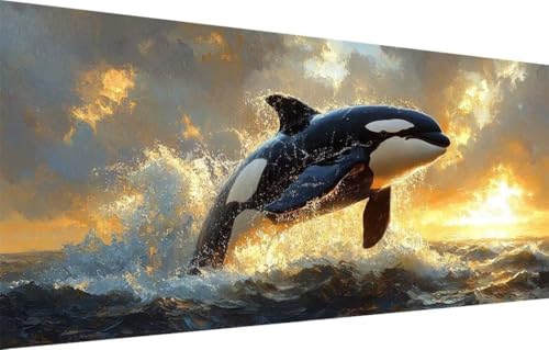 5D Diamond Painting Kinder,Diamant Painting Bilder für Erwachsene Große (100x250cm),DIY Meer,Wal Full Drill Crystal Art Mosaikherstellung Basteln Kits,Geeignet Als Geschenk,Home Wand Décor 55F-2370 von LeiDong