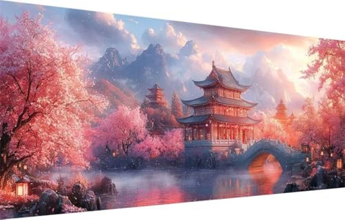5D Diamond Painting Kinder,Diamant Painting Bilder für Erwachsene Große (100x250cm),DIY Palast,Kirschblüte Full Drill Crystal Art Mosaikherstellung Basteln Kits,Geeignet Als Home Wand Décor 55F-2130 von LeiDong