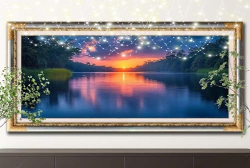 5D Diamond Painting Kinder,Diamant Painting Bilder für Erwachsene Große (100x250cm),DIY Sonnenuntergang,Fluss Full Drill Crystal Art Mosaikherstellung Basteln Kits,Geeignet Als Home Décor 55F-13050 von LeiDong
