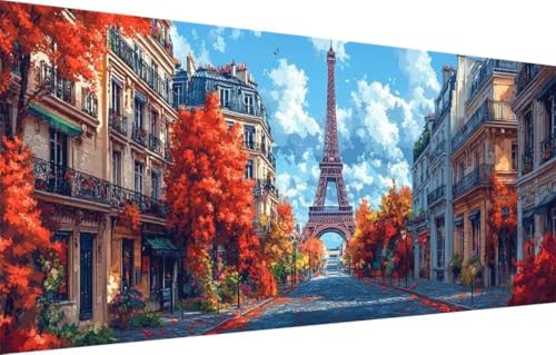 5D Diamond Painting Kinder,Diamant Painting Bilder für Erwachsene Große (100x250cm),DIY Straße,Eiffelturm Full Drill Crystal Art Mosaikherstellung Basteln Kits,Geeignet Als Home Wand Décor 55F-3030 von LeiDong