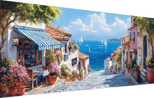 5D Diamond Painting Kinder,Diamant Painting Bilder für Erwachsene Große (100x250cm),DIY Straße,Segelboot Full Drill Crystal Art Mosaikherstellung Basteln Kits,Geeignet Als Home Wand Décor 55F-2970 von LeiDong