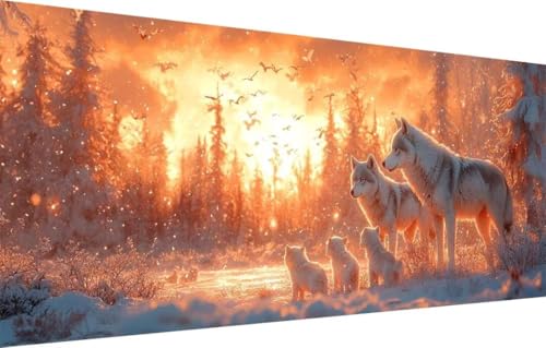 5D Diamond Painting Kinder,Diamant Painting Bilder für Erwachsene Große (100x250cm),DIY Wolf,Wald Full Drill Crystal Art Mosaikherstellung Basteln Kits,Geeignet Als Geschenk,Home Wand Décor 55F-3510 von LeiDong